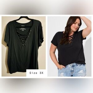 Torrid Crew Neck Lace Up Tee